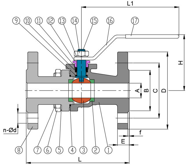 2-PC Flanged Ball Valve (Full Bore PN16)