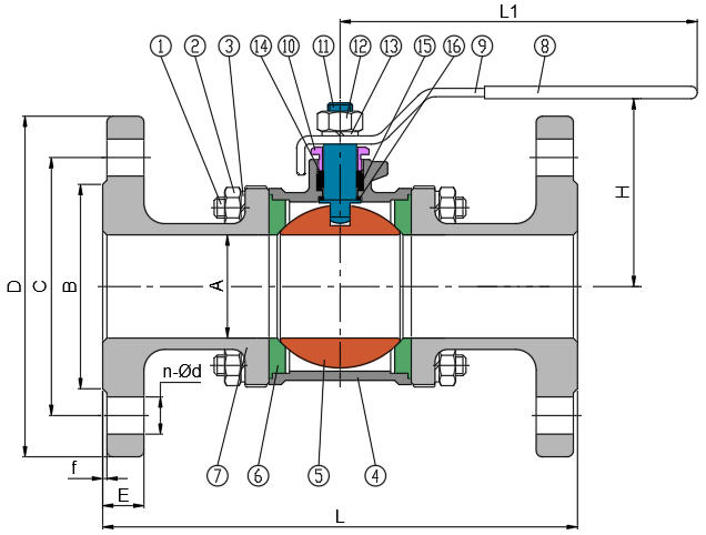 3-PC Flanged Ball Valve (Full Bore DIN-F1 PN16)