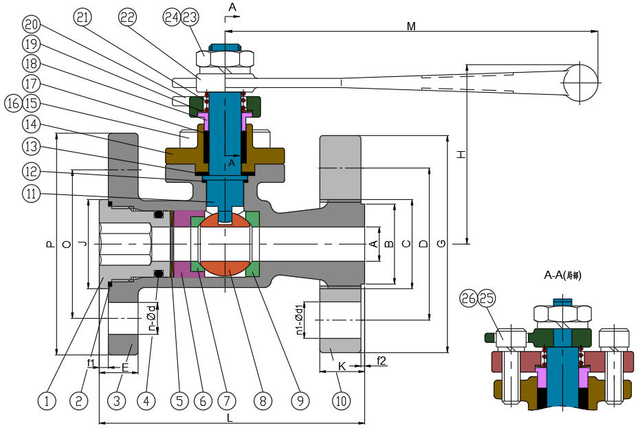 1-PC Removable Flanged Thread Ball Valve (PN40 Series 1)